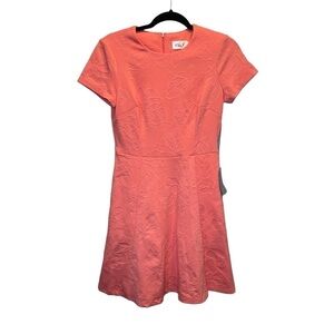 Eliza J Floral Embossed Fit & Flare Dress In Coral Size 4 New